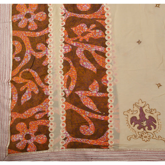 Sanskriti Vintage Indian Saree Blend Georgette Hand Beaded Sustainable Fabric Cultural Premium Sari