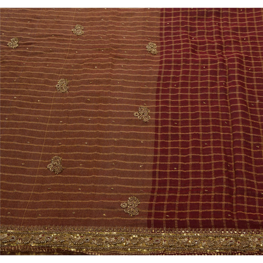 Sanskriti Vintage Saree Pure Georgette Silk Hand Beaded Woven Sustainable Fabric Cultural Premium Sari