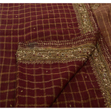 Load image into Gallery viewer, Vintage Saree Pure Georgette Silk Hand Beaded Woven Fabric Cultural Premium Sari
