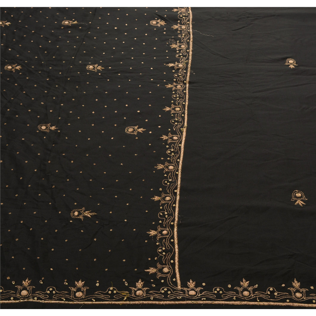 Sanskriti Antique Vintage Saree Art Silk Hand Embroidery Fabric Premium Sari