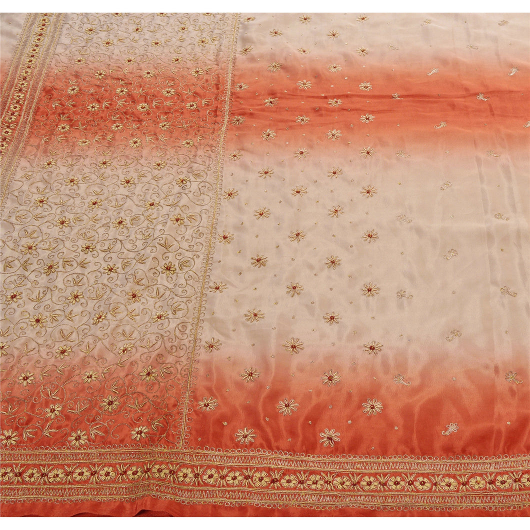 Sanskriti Vintage Indian Saree Art Silk Hand Beaded Fabric Ethnic Premium Sari