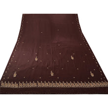 Load image into Gallery viewer, Sanskriti Vintage Brown Saree Art Silk Hand Embroidered Craft Fabric Premium Sari
