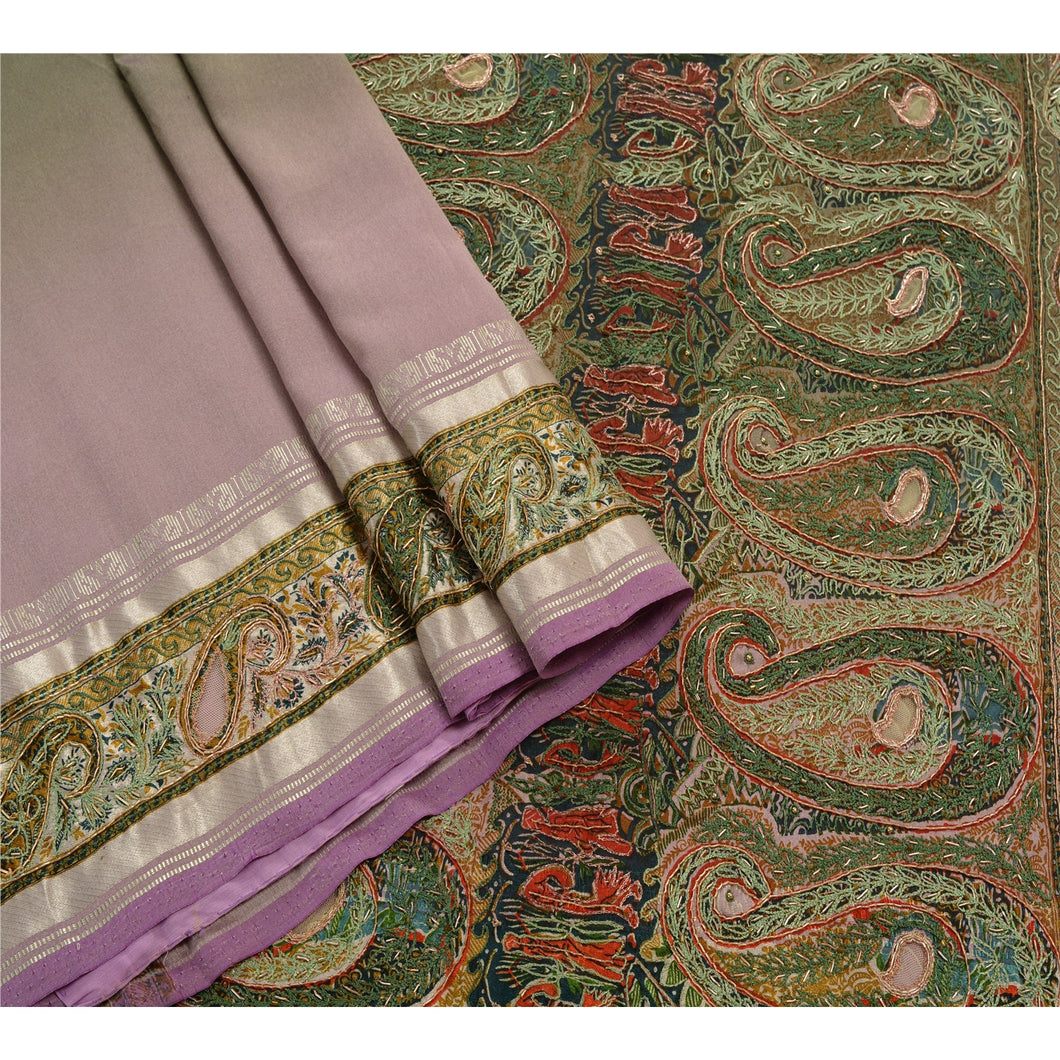 Sanskriti Vintage Indian Saree Art Silk Hand Beaded Fabric Cultural Premium Sari