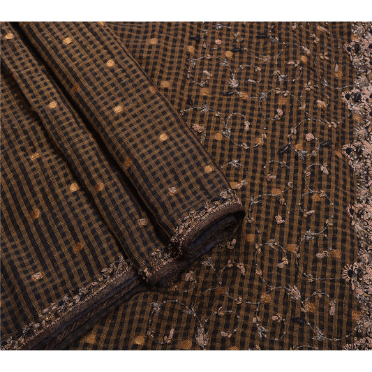 Sanskriti Vintage Saree Georgette Hand Beaded Woven Sustainable Fabric Ethnic Premium Sari