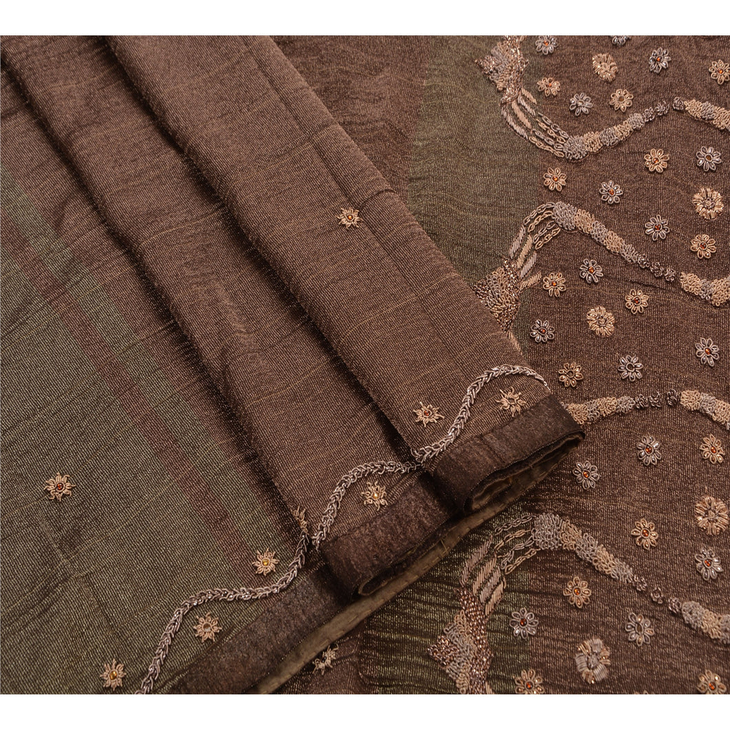 Sanskriti Vintage Saree Art Silk Hand Beaded Woven Fabric Cultural Premium Sari