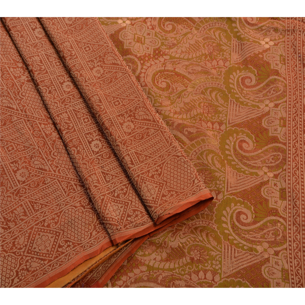 Sanskriti Vintage Indian Saree 100% Pure Silk Woven Fabric Cultural Premium Sari
