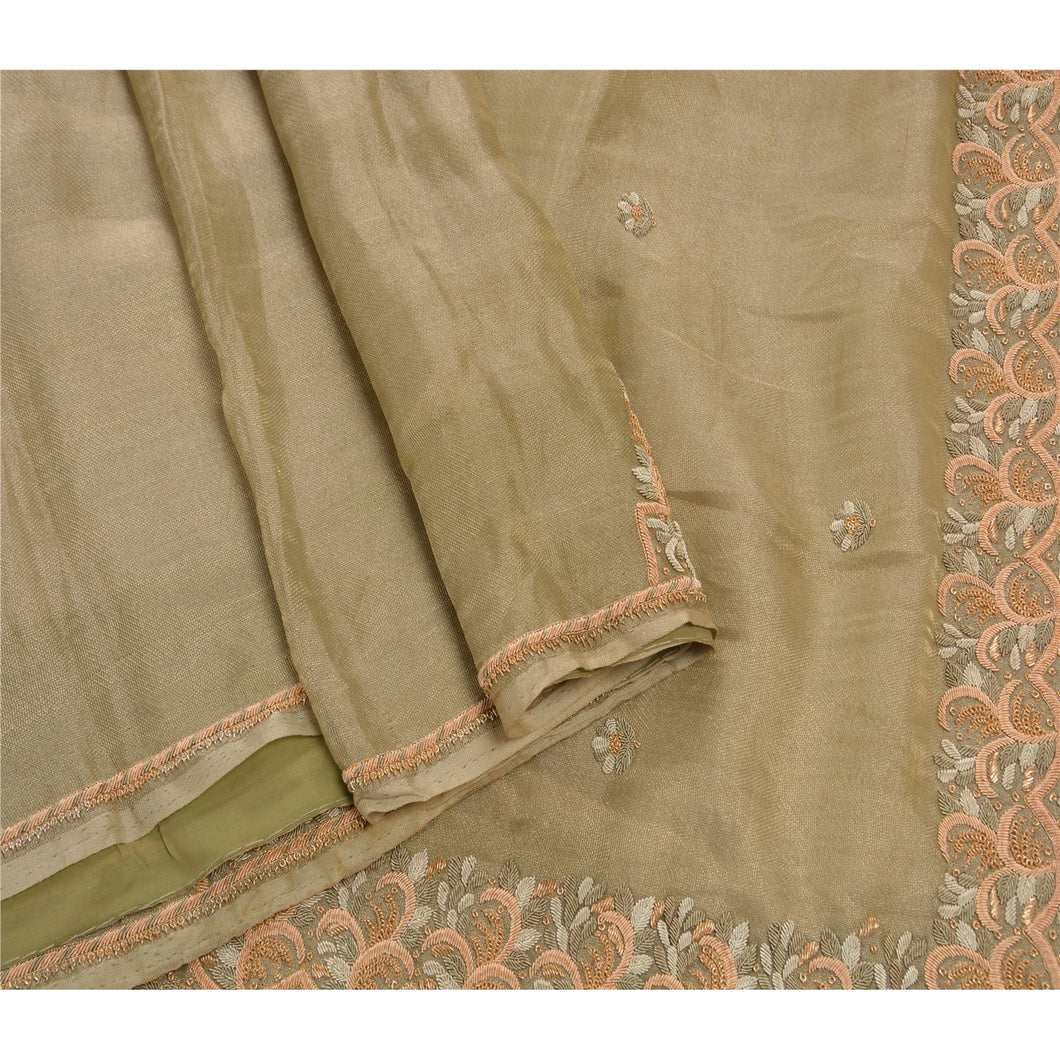 Sanskriti Antique Vintage Saree Tissue Hand Embroidery Fabric Premium Sari