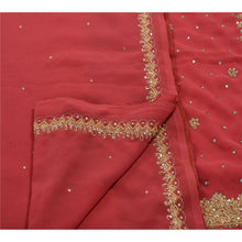 Load image into Gallery viewer, Sanskriti Antique Vintage Pink Saree Georgette Hand Embroidery Fabric Premium Sari

