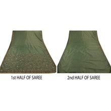 Load image into Gallery viewer, Sanskriti Vintage Indian Green Saree Georgette Hand Embroidery Woven Fabric Premium Sari
