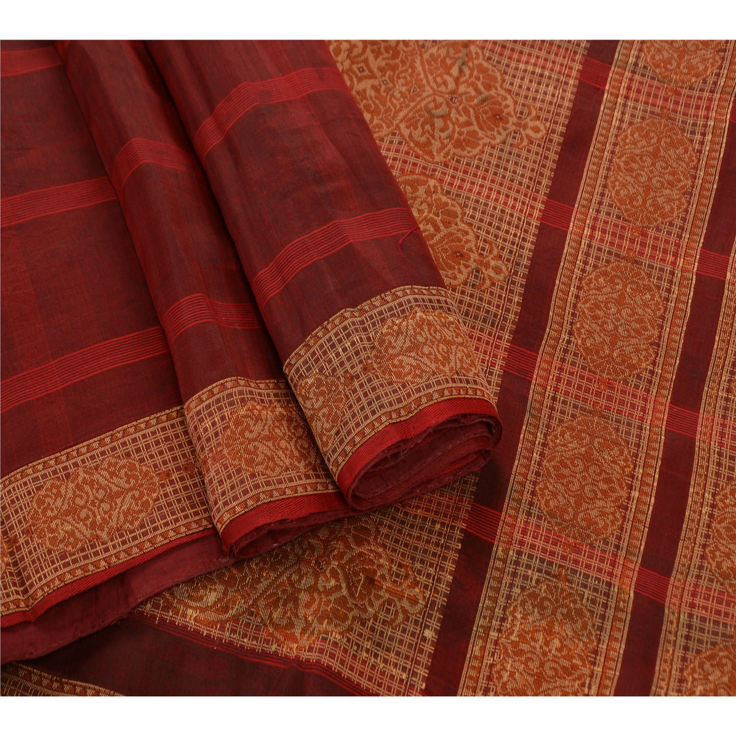 Sanskriti Vintage Indian Saree Cotton Blend Woven Fabric Cultural Premium Sari