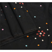 Load image into Gallery viewer, Sanskriti Vintage Indian Saree Art Silk Hand Beaded Black Fabric Sequins Sari
