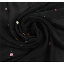Load image into Gallery viewer, Sanskriti Vintage Indian Saree Art Silk Hand Beaded Black Fabric Sequins Sari
