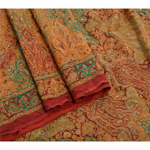 Load image into Gallery viewer, Antique Vintage Indian Saree  Pure Crepe Silk Hand Beaded Fabric Premium Sari

