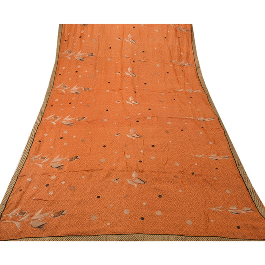 Sanskriti Vintage Antique Indian Saree 100% Pure Silk Embroidered Sustainable Fabric Sari