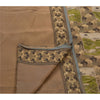 Sanskriti Vintage Indian Saree 100% Pure Silk Brown Woven Craft Sustainable Fabric Sari