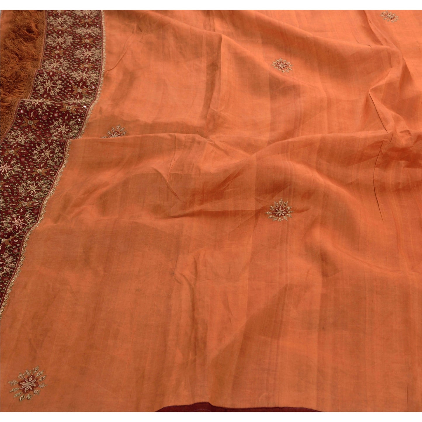 Sanskriti Vintage Saree 100% Pure Silk Hand Beaded Sustainable Fabric Ethnic Premium Sari