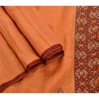 Sanskriti Vintage Saree 100% Pure Silk Hand Beaded Sustainable Fabric Ethnic Premium Sari