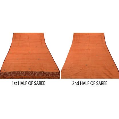 Sanskriti Vintage Saree 100% Pure Silk Hand Beaded Sustainable Fabric Ethnic Premium Sari