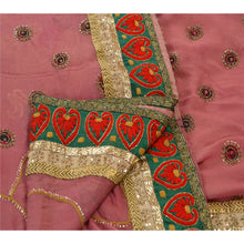 Load image into Gallery viewer, Antique Vintage Indian Saree Blend Georgette Hand Embroidery Fabric Premium Sari
