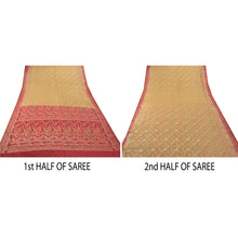 Load image into Gallery viewer, Sanskriti Vintage Indian Saree Blend Silk Cream Woven Craft Fabric Premium Sari
