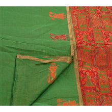 Load image into Gallery viewer, Sanskriti Vintage Indian Saree Cotton Blend Green Woven Cultural Fabric Sari
