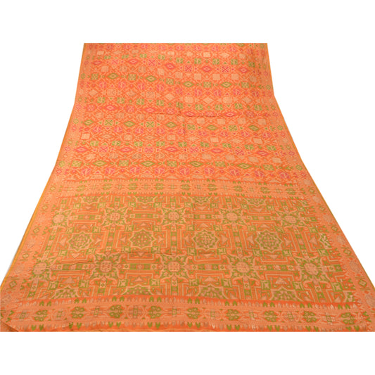 Санскритское старинное индийское сари из 100% чистого шелка, тканое ремесленное устойчивое сари из ткани