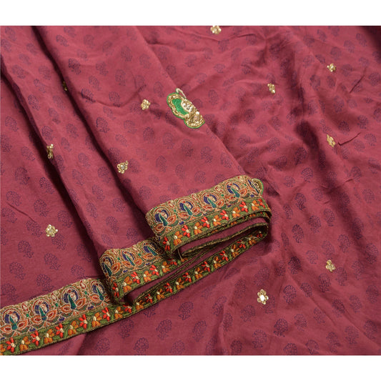 Sanskriti Vintage Indisk Sari Blandet Georgette Håndperlet Bæredygtigt Stoff Kulturel Premium Sari