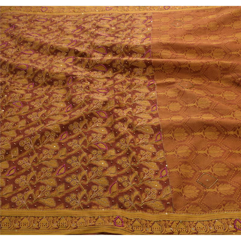Sanskriti Vintage Saree Art Silk Hand Beaded Woven Sustainable Fabric Cultural Premium Sari