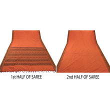 Load image into Gallery viewer, Vintage Indian Cultural Saree Cotton Orange Woven Craft Fabric Premium Sari
