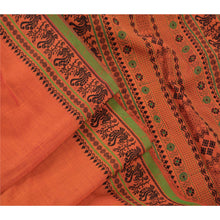 Load image into Gallery viewer, Vintage Indian Cultural Saree Cotton Orange Woven Craft Fabric Premium Sari
