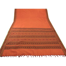 Load image into Gallery viewer, Vintage Indian Cultural Saree Cotton Orange Woven Craft Fabric Premium Sari
