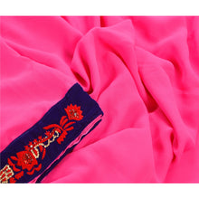Load image into Gallery viewer, Sanskriti Vintage Saree Georgette Pink Hand Embroidery Craft Fabric Premium Sari
