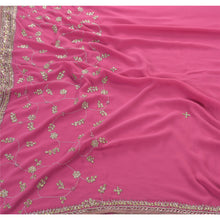 Load image into Gallery viewer, Sanskriti Vintage Indian Saree Georgette Hand Beaded Purple Fabric Cultural Kundan Premium Sari
