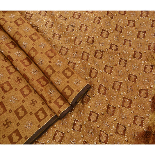 Sanskriti Vintage Antique Vintage Saree Pure Organza Silk Hand Embroidery Sustainable Fabric Premium Sari