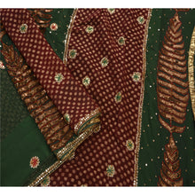 Load image into Gallery viewer, Sanskriti Vintage Green Saree Blend Georgette Hand Beaded Woven Fabric Cultural Premium Sari
