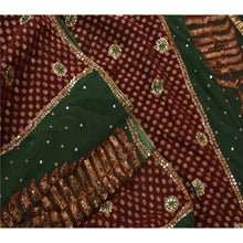 Load image into Gallery viewer, Sanskriti Vintage Green Saree Blend Georgette Hand Beaded Woven Fabric Cultural Premium Sari
