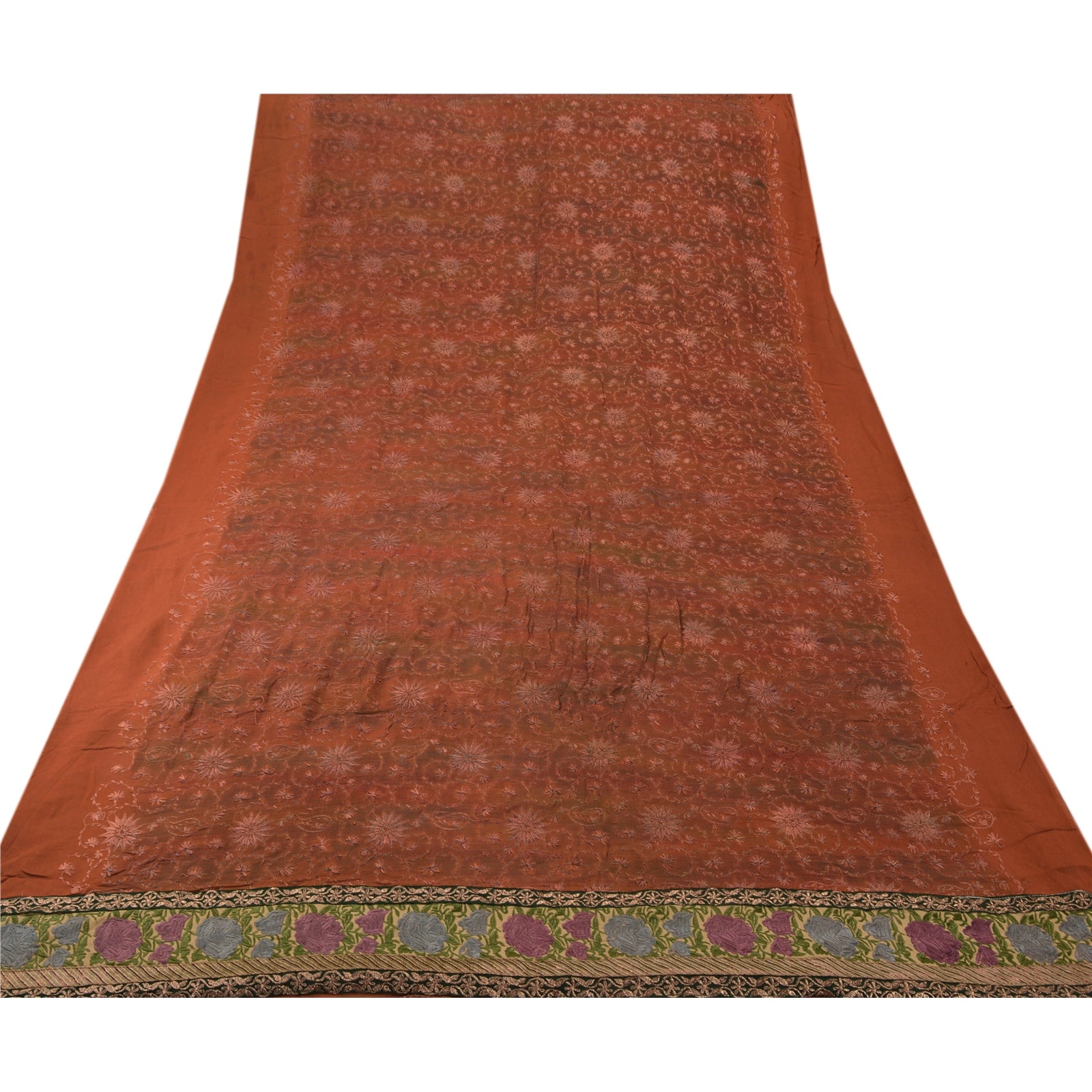 Sanskriti Vintage Saree Blend Georgette Embroidered Sustainable Fabric Premium Ethnic Sari