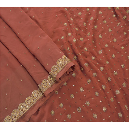 Sanskriti Vintage Antique Saree Georgette Hand Embroidery Sustainable Fabric Premium Sari
