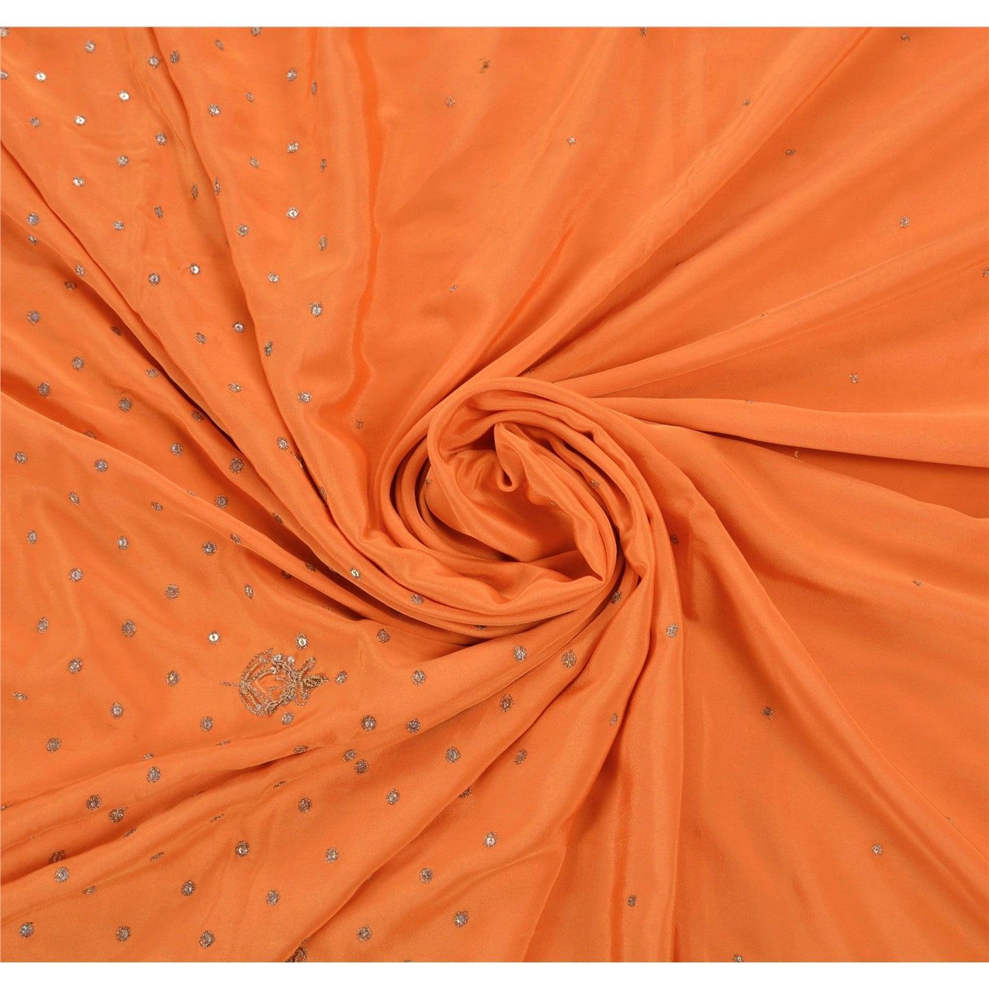 Санскрити Винтаж Антикварный Оранжевый Сари Искусство Шелк Ручная Вышивка Экологичная Ткань Премиум Сари