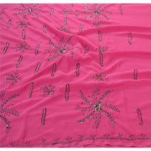 Load image into Gallery viewer, Sanskriti Vintage Indian Pink Saree Georgette Hand Beaded Craft Fabric Premium Sari
