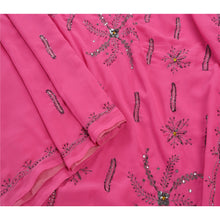 Load image into Gallery viewer, Sanskriti Vintage Indian Pink Saree Georgette Hand Beaded Craft Fabric Premium Sari
