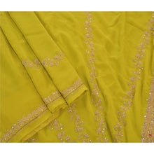 Load image into Gallery viewer, Sanskriti Vintage Indian Green Saree Georgette Hand Embroidery Craft Fabric Premium Sari
