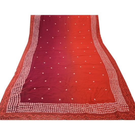 Sanskriti Vintage Saree Blend Georgette Hand Beaded Sustainable Fabric Ethnic Premium Sari