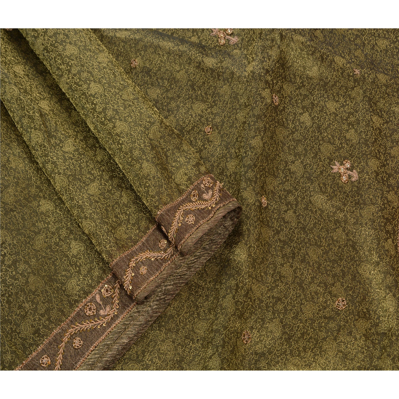 Sanskriti Vintage Indian Saree Tissue Hand Beaded Woven Sustainable Fabric Cultural Premium Sari
