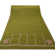 Load image into Gallery viewer, Sanskriti Vintage Indian Saree Georgette Hand Beaded Craft Fabric Premium Green Sari
