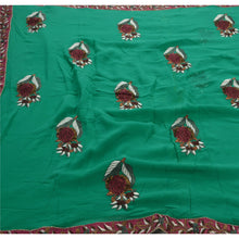 Load image into Gallery viewer, Sanskriti Vintage Saree Blend Georgette Hand Beaded Fabric Ethnic Green Premium Sari
