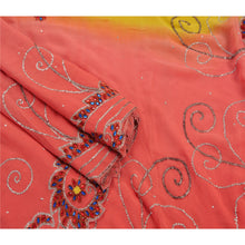 Load image into Gallery viewer, Sanskriti Vintage Pink Saree Pure Georgette Silk Hand Beaded Fabric Premium Heavy Ethnic Sari
