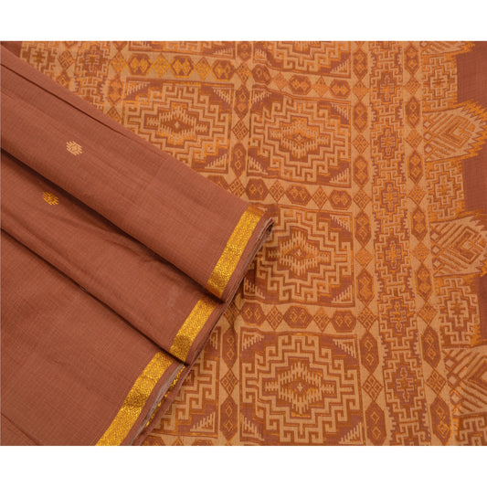 Sanskriti Vintage Indian Saree 100% Pure Cotton Woven Craft Sustainable Fabric Premium Sari