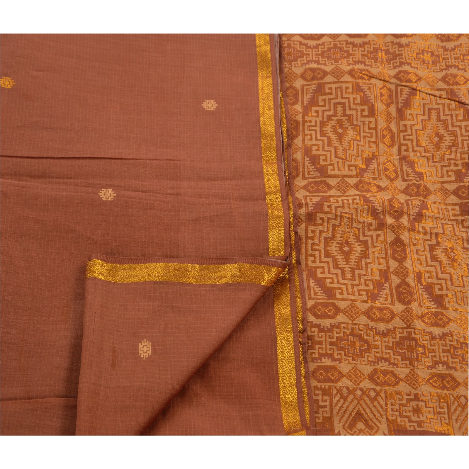 Sanskriti Vintage Indian Saree 100% Pure Cotton Woven Craft Sustainable Fabric Premium Sari