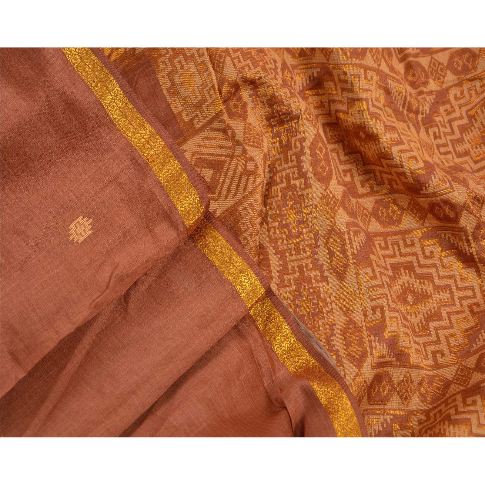 Sanskriti Vintage Indian Saree 100% Pure Cotton Woven Craft Sustainable Fabric Premium Sari